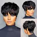 Jgzpfo Pixie Cut Wig Human Hair for Black Women Short Pixie Cut Wigs Natural Looking 100% Real Human Hair Wigs Glueless Full Machine Made Wigs for Black Women (S-036 1B)