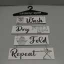 Blulu 5 Pieces Laundry Room Decor Rustic Vintage Farmhouse Room Rules Hanging Sign Wooden Wash Dry Fold Repeat Laundry Accessories for Bathroom,Home 19.7 x 11 Inch(White Backing)