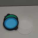 SLSON Dog Bowls Pet Collapsible Bowl with Cover Lids, 2 Pack Dog Travel Bowls Portable Foldable Cat Water Dish Bowl for Pets Walking Parking Camping (Light Blue and Green, Medium)