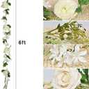 Lvydec 2 Pack Artificial Peony Garland - 6ft Silk White Peony Flower Arch Vine for Wedding Party Table Decoration, 72 inches
