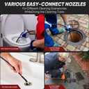 100FT Sewer Jetter Kit for Pressure Washer, 5800 PSI Drain Cleaning Hose with 5 Jet Nozzles & 2 Adapters, Compatible with Spray Guns and Power Washers, Ideal for Clogged Pipes and Drains