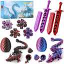 DND Dice Set and 3D Printed Dragon Eggs with Dragon Inside, Easter Basket Stuffers,Fidget Toys,Surprise Dragon Egg and Polyhedral Dice Set with Gift Box Suitable for Dungeons and Dragons RPG (Peach Red)