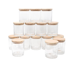 10 OZ Thick Candle Jars for Making Candles 15 Pcs, Empty Jars with Wood Lids for Candle Making, Sample Container, Clear