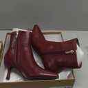 Elisabet Tang Women's Pointed Toe Booties 3 inches Heels Ankle Boots with Side Zipper Dressy Comfy Work Formal Winter Fall (6, Red)