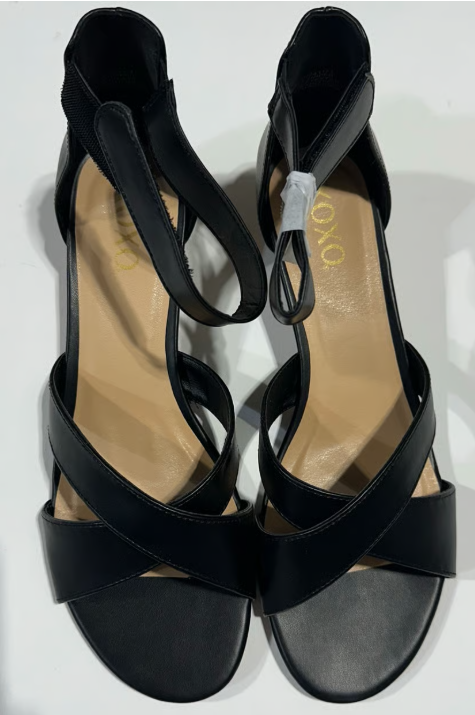 XOXO Women's Luis Wedge Sandal, Black, Size 8.5m