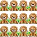 12 x 12 Pieces Lion Plush Set 6 Inches Cuddly Lion Stuffed Animal Soft Cuddly Plushie for Boys Girls Birthday Favors Gifts Forest Party Decor