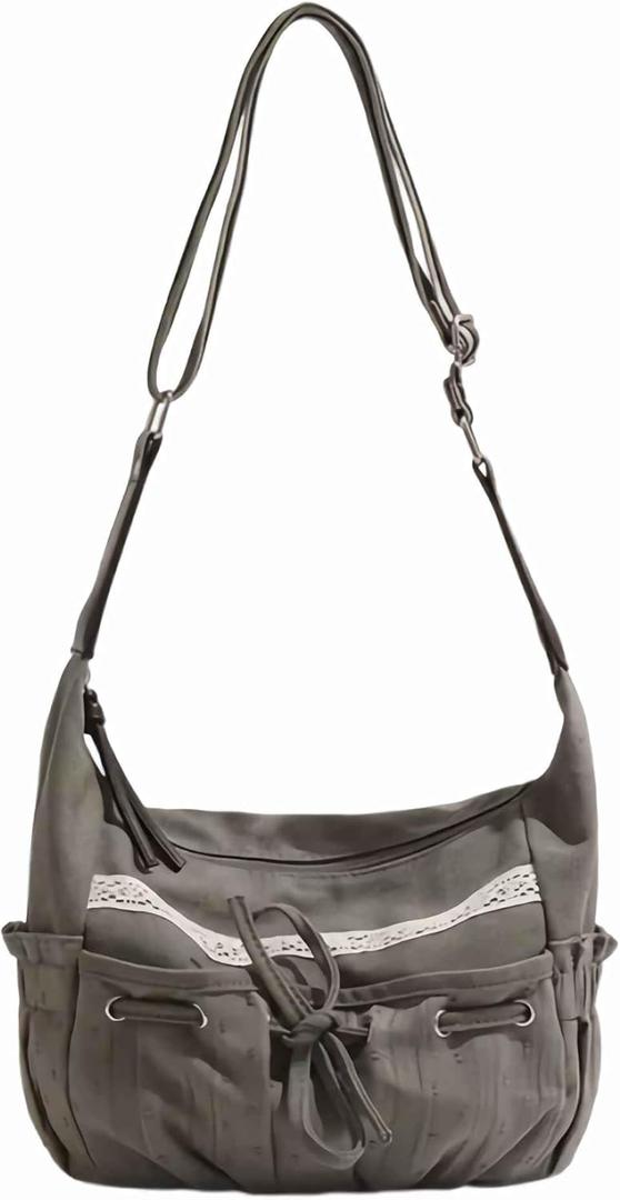 coquette crossbody purses for women, y2k bow purse cross body bag, cute canvas messenger bag grunge aesthetic shoulder bags