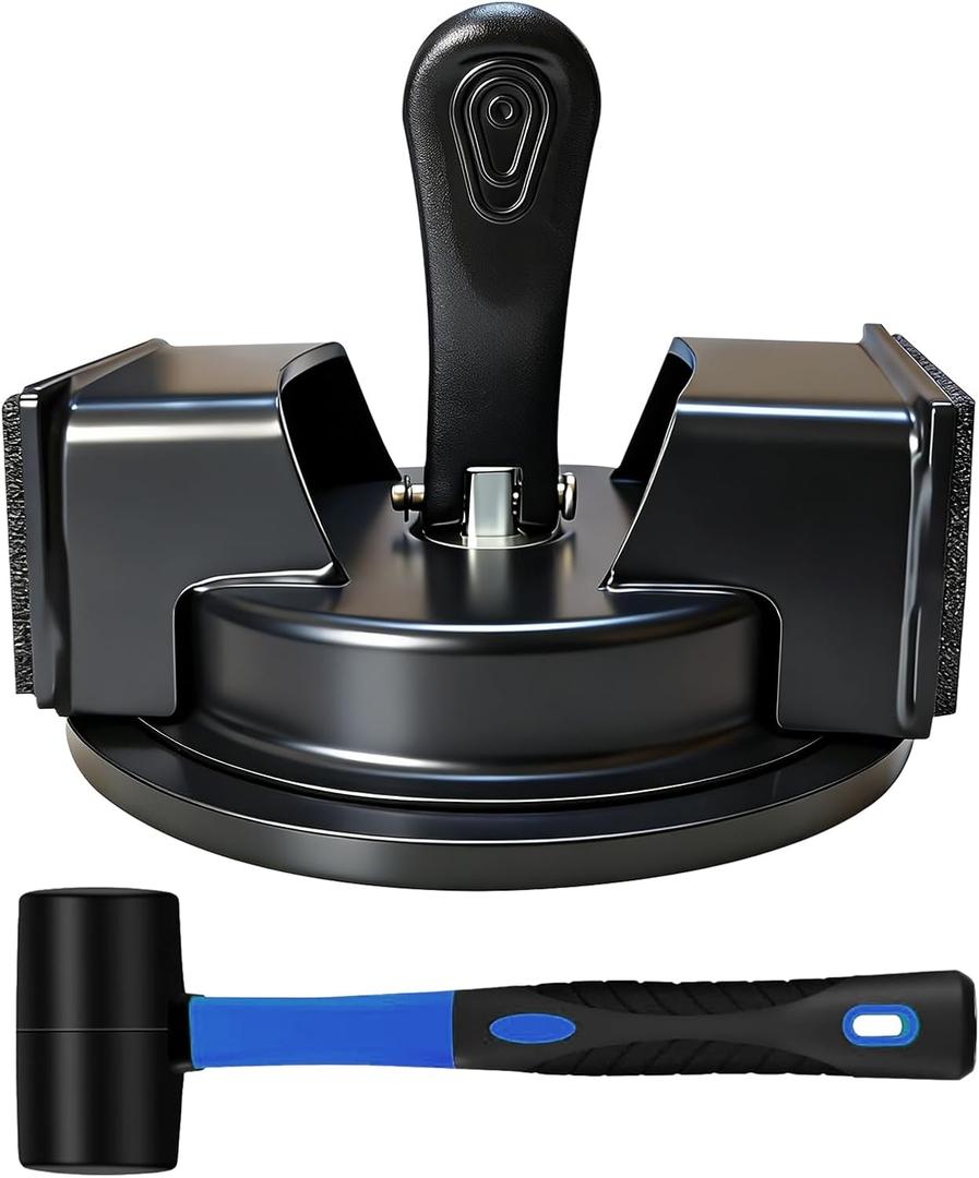 Floor Gap Fixer Tool for Laminate Floor Gap Repair,Floor Repair Kit with Suction Cup and Mallet,Perfect for Floor Gap Closing Repair Tool,Not Suitable for Scraped Surface FloorDouble headed black