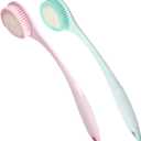 BEDELITE Back Bath Brush Long Handle for Shower of 2 - Soft Shower Brush for Men & Women,Back Brush Scrubber - 16.4" Long Skin Exfoliator for Body Bath ScrubberBlue & Pink