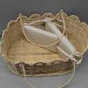 Premium Wicker Baby Diaper Caddy Organizer,Woven Scalloped Rattan Basket with Handle,Wicker Baby Carriage for Nursery (Scalloped Rattan Baby Diaper Caddy Organizer)