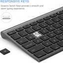 Wireless Keyboard and Mouse, Vssoplor Rechargeable Quiet Full-Size Keyboard and Mouse Combo Set Ultra Slim Design for Laptop, PC, Notebook, Desktop-Dark Gray