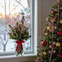 24 Pcs Red White Candy Cane Christmas Picks 16" Large Furry Spiral Curly Sprays Elf Ornaments Stems for Christmas Tree Topper Filler Party Vase Filler Wreath Garland