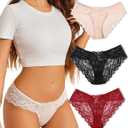 Avidlove Lace Underwear for Women Sexy Hipster Panties Breathable Bikin Panty 3 Pack (Medium)