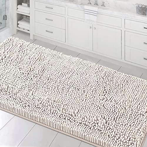 H.VERSAILTEX Bathroom Rugs Bath Mats Non Slip Chenille Bathroom Runner Rug 24x60Extra Soft and Absorbent Shaggy Rugs Washable Dry Fast Plush Area Carpet Mats for Bath Room, Tub - Ivory
