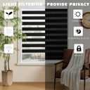 Cordless Zebra Blinds for Windows Free-Stop Zebra Shades Dual Layer Light Filtering Blackout Shades Room Darkening Window Blinds for Home (29" W X 72" H, Black)