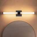 Tubicen Modern Vanity Light Black Linear Bathroom Light Fixture 25in Slim Horizontal Vertical LED Wall Light 360 Full Lighting Bath Bar 12W LED Dimmable Bathroom Lighting Over Mirror 3000K