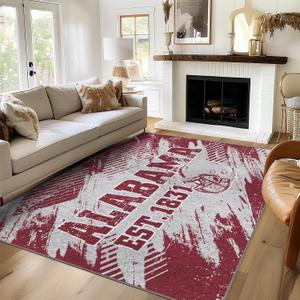 Alabama Rugs Bedroom Living Room Football Carpet Non-Slip Machine Washable Area Rug for Boys and Man Cave Decor 5' x 7'