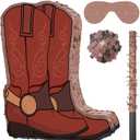 Lewtemi 15.7 Inch Cowboy Hat Piñata Western Cowboy Theme Birthday Party Decors Favors with Blindfold Stick Confetti Photo Prop Candy Holder Baby Shower Party Supplies(Brown Boot)
