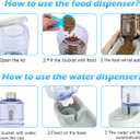 Automatic Dog Cat Feeder and Water Dispenser Gravity Food Feeder and Waterer Set with Pet Food Bowl for Small Medium Dog Puppy Kitten, Large Capacity 1 Gallon x 2(Grey)