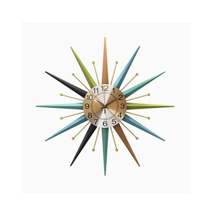 22 Inch Mid-Century Style Metal Crystal Wall Clock, Star-Shaped Silent Decorative Wall Clock, Suitable for Living Room,Bedroom,Dining Room,Porch,Office