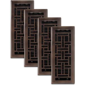 Decor Grates (4-Pack) AJH412-RB Oriental Floor Register, 4x12 Inches, Rubbed Bronze Finish