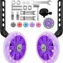 HAWENS Bike Training Wheels Mute Flash Wheels with Adjustable Bicycle Stabilizer Mounted Kit Compatible for 12 14 16 18 20 inch Single Speed Bike (Purple)