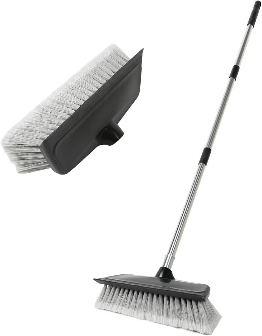 52" Dip Car Wash Brush with Long Handle for Washing Cleaning House Siding, Solar Panel, Auto Cars, SUV, Trucks, RV, Floors and More (Gray)