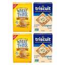 Triscuit Original Whole Grain Wheat Vegan Crackers and Wheat Thins Original Whole Grain Wheat Snacks Variety Pack, 4 Boxes, Best By 12 JUL 2024