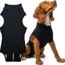 PupShield - Dog Surgery Recovery Suit Male and Female Easy to Use Anti Licking Design Breathable Comfortable - Spay & Neuter Recovery Suit, Surgical Onesie - Dog Cone Alternative (Medium/Large (Back: 25-28), Black)