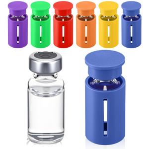 AceOrbit 6 Sets 3ml Glass Protective Vial Cap and Case Combo, Assorted Colors Reusable Lids Cover for 3ml Vials, Suitable for Traveling and Storage, Easy to Clean Leakproof Dust Resistant