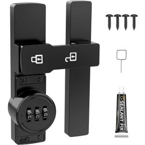 Heavy Duty Sliding Barn Door Lock  Durable 3-Digit Keyless Entry Latch with Luminous Function, 180 Double Door Hardware for Outdoor & Indoor Use (1 Pack, Matte Black)
