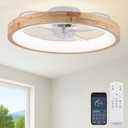 Fszdorj 24'' Low Profile Ceiling Fan with Light and Remote, Fandelier White