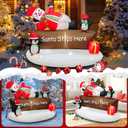 Christmas Inflatable Snowman with Penguins Decotation Blow Up 6FT Snow Man Santa Stops Here Sign Holiday Yard Decoration Gift Box, Perfect for Outdoor Lawn, Garden, or Front Porch Oranments Display