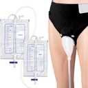 Wearable Urine Collector for Men with Silicone Urine Cup Adjustable Support Pants and Dual Urinary Bags 2000ml Night Use and 1000ml Day Use External Catheter for Men, Elderly Men Black