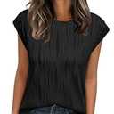 LILLUSORY Dressy Casual Blouses for Women 2026 Summer Tops Trendy Cap Short Sleeve T Shirts Cute Work Clothes (Medium)