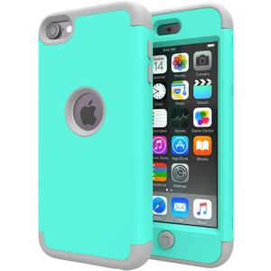 iPod Touch 7 Case,iPod Touch 6 Case,SLMY(TM)Heavy Duty High Impact Armor Case Cover Protective Case for Apple iPod touch 5/6/7th Generation Green/Gray