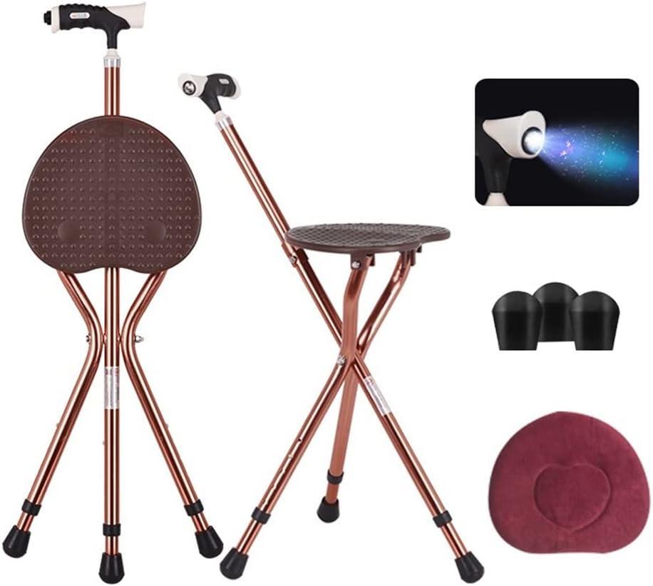 Heavy Duty Folding Cane with Seat Upgraded Tripod Design Walking Stick for Seniors Adjustable Height (32"-36") & Seat (18"-22") Portable Chair Cane for Travel Shopping Outdoor Supports up to 400 LBS