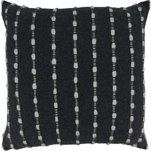 SARO LIFESTYLE Chunky Striped Pillow Cover, Black, 22"