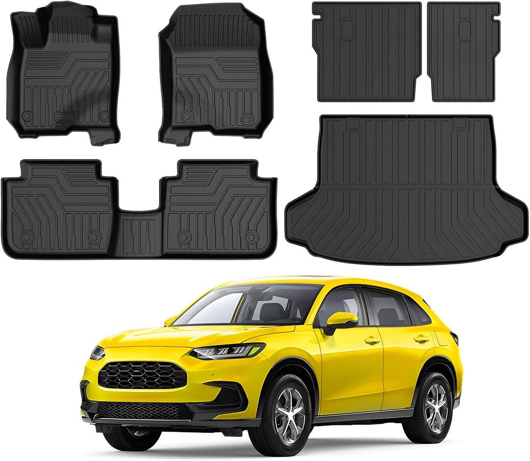 KUST Floor Mats for Honda HR-V 2023-2025, Cargo Mat Floor Liners Back Seat Mats for HRV Accessories, All Weather Protection TPE Rubber Rear Trunk Mat High Edge (Full Set Mats)