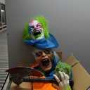 Halloween Animatronics 6 Ft Standing Clown - 72 Inch Animated Scary Talking Decoration with Sound Activated, Creepy Voice, Spooky Move, Light-Up Eyes, Haunted Horror Prop for Indoor, Outdoor, Yard