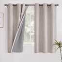 YoungsTex Linen Short Blackout Curtains for Bedroom Window, 40 Inch Length Thermal Insulated Black Out Drapes with Grommet Privacy for Kithchen Bathroom Windows, Beige, 2 Panels, 42 X 40 Inch