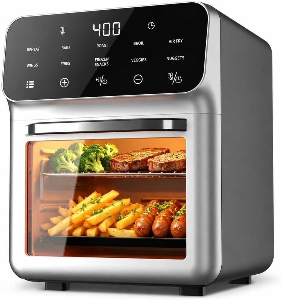 Compact Air Fryer Oven with Digital Display
10QT Small Toaster Oven Air Fryer Comb,10-in-1Multifunctional Digital Mini Oven, Bake ,Roast, Reheat, Windowed Door