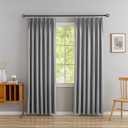 Grey Pinch Pleated Faux Linen Curtains 60% Blackout Two Pages with Pin Hooks - Back Tab Mid Century Modern Farmhouse Curtain - Cottagecore Curtain Light Filtering 40 x 72 Inches Long