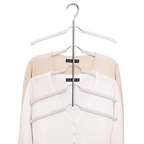 JFFLYIT Blouse Tree Hangers Multi-Layer Clothes Hangers 3 Pack 5 in 1 Non Slip Space Saving Closet Organizer Stainless Steel Shirt Hanger Coats Hangers(3 Pack)