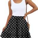 Lepunuo Boho Skirts for Women Flowy Casual Cute Skorts Built-in Shorts Floral Ruffle Tiered Skirts with Pockets, Small