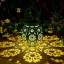 Bohemian Garden Solar Lanterns, Set of 2 Moroccan Outdoor Waterproof Landscape Solar Lights for Backyard Pathway Patio Tree Table Decor (Turquoise)