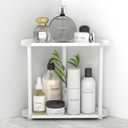 FLE Corner Bathroom Counter Organizer, Bathroom Organizer Countertop,Countertop Storage Shelf for Bath, Kitchen, Living Room, Bedroom (2 Tier Corner, White)