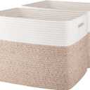 OIAHOMY Storage baskets for Shelf, Toy Storage Basket, Collapsible Storage Bins, Blanket Basket Living Room, Closet Storage for Bedroom, 16.5 x 13 x 12 Inches-Pack of 2-Brown