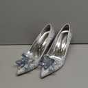 sexytag Women's Crystal Rhinestone Poined Toe Pumps Clear Stiletto High Heels (8.5)