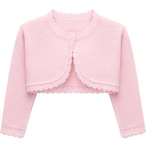 Lilax Girls' Long Sleeve Cardigan Knit Button Closure Bolero Shrug (Purple)